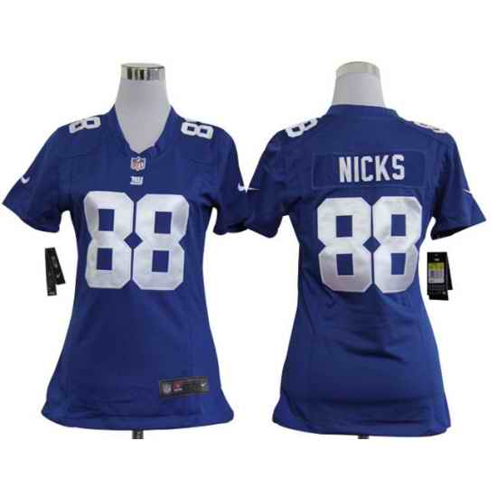 Women Nike New York Giants 88 Nicks Blue Nike NFL Jerseys